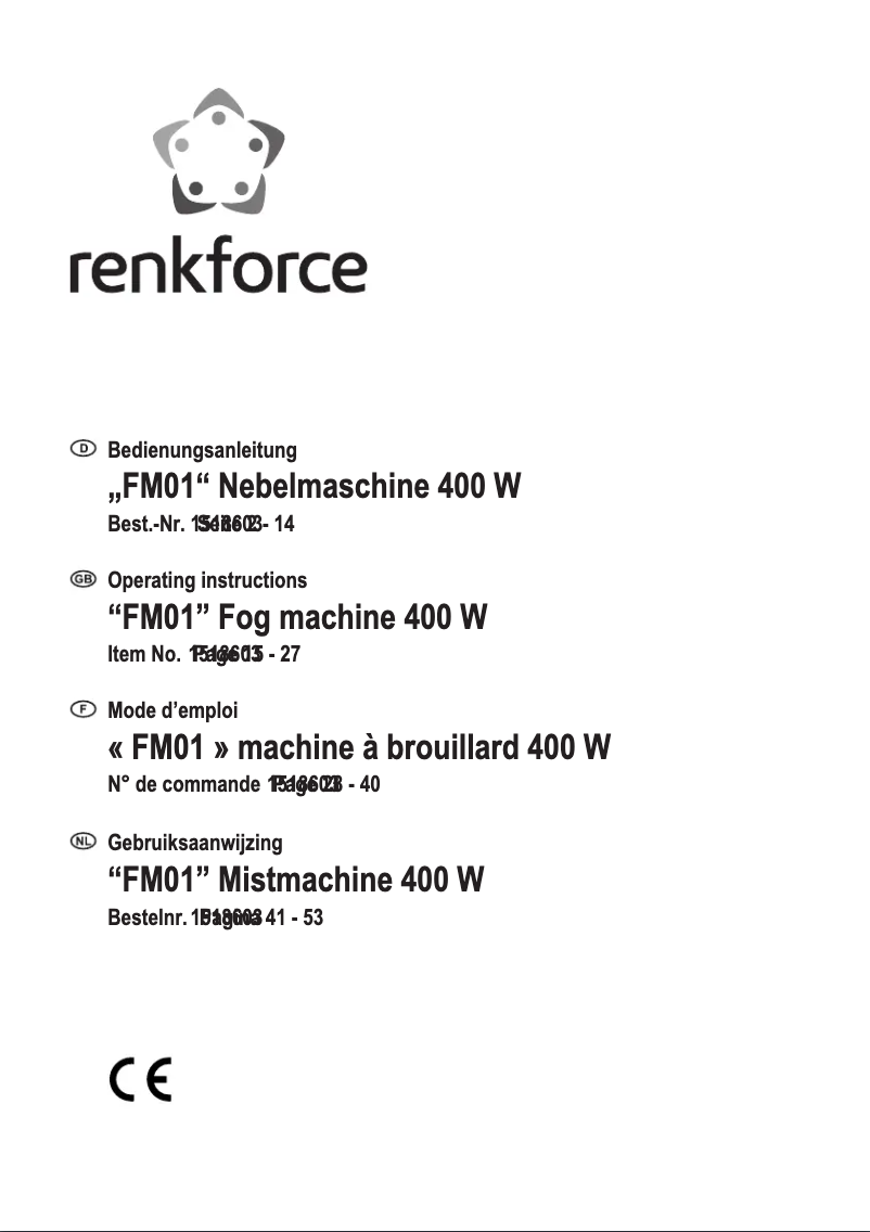 Page 1 de la notice Manuel utilisateur Renkforce FM01