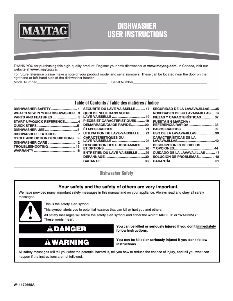 Page n°1 - Manuel utilisateur Maytag MDB7979SHZ