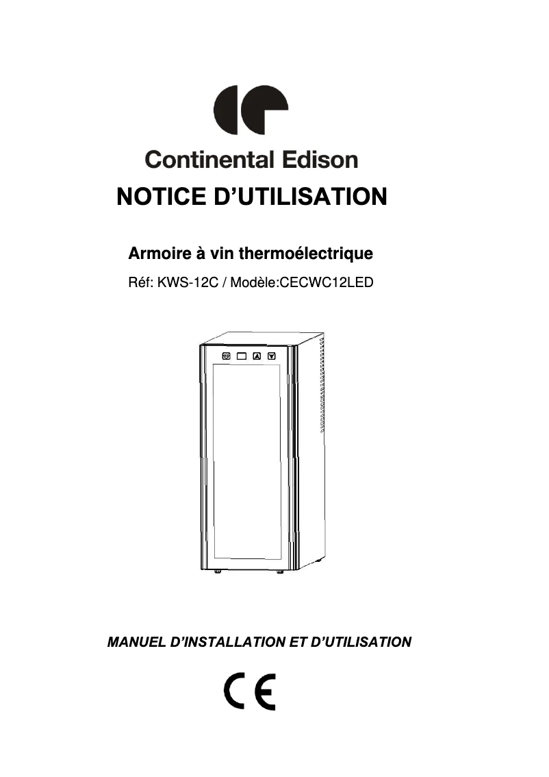 Page 1 de la notice Manuel utilisateur Continental Edison CECWC12LED