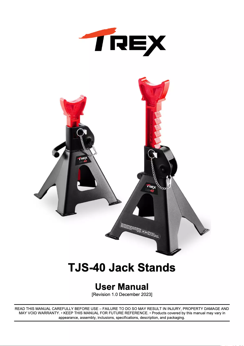 Page 1 de la notice Manuel utilisateur T-Rex TJS-40