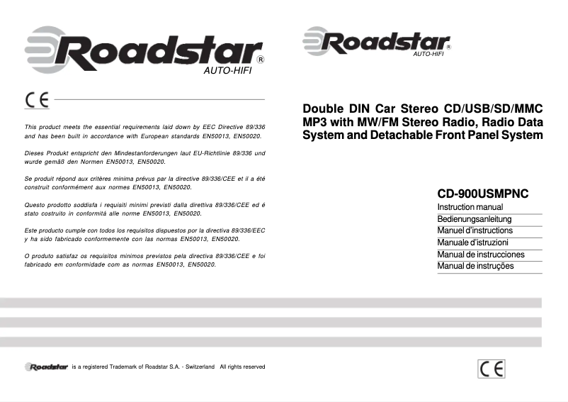 Page 1 de la notice Manuel utilisateur Roadstar CD-900USMPNC