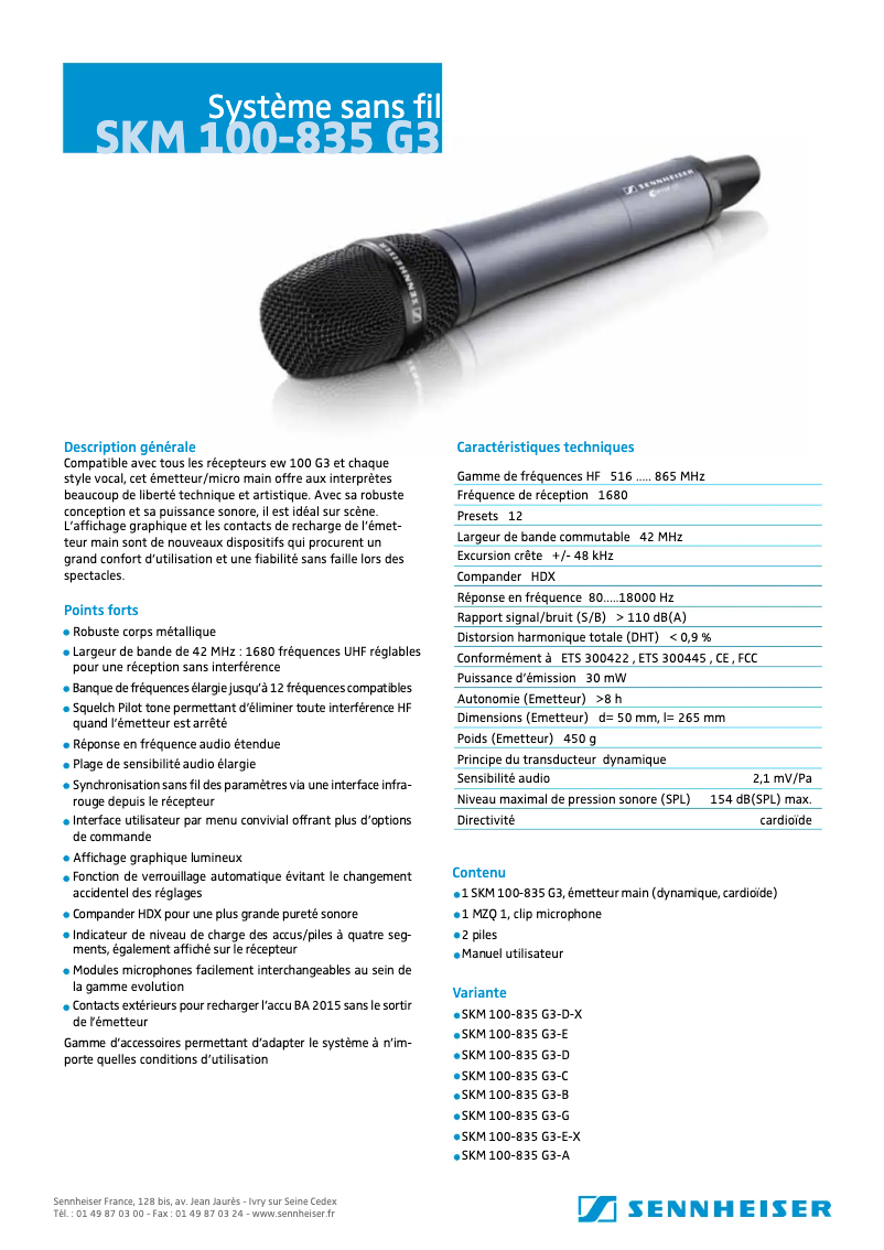 Image de la première page du manuel de l'appareil SKM 100-835 G3