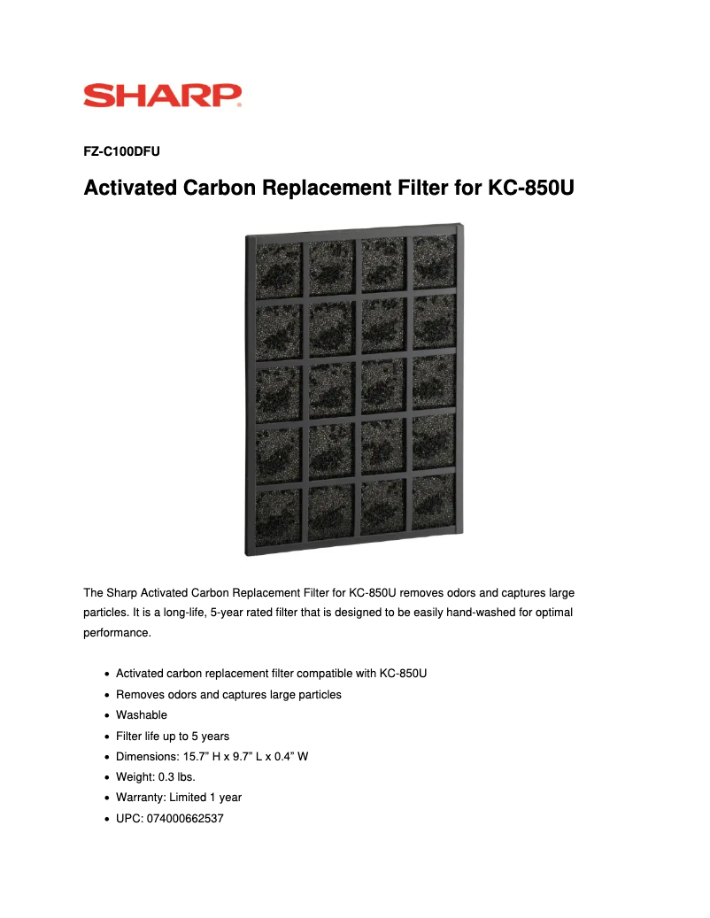 Page 1 de la notice Manuel utilisateur Sharp FZ-C100DFU