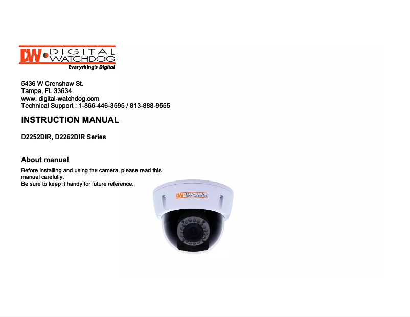 Page 1 de la notice Manuel utilisateur Digital Watchdog DWC-D2262DIR