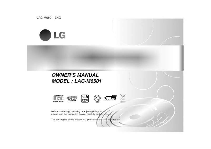 Page 1 de la notice Manuel utilisateur LG LAC-M6501S