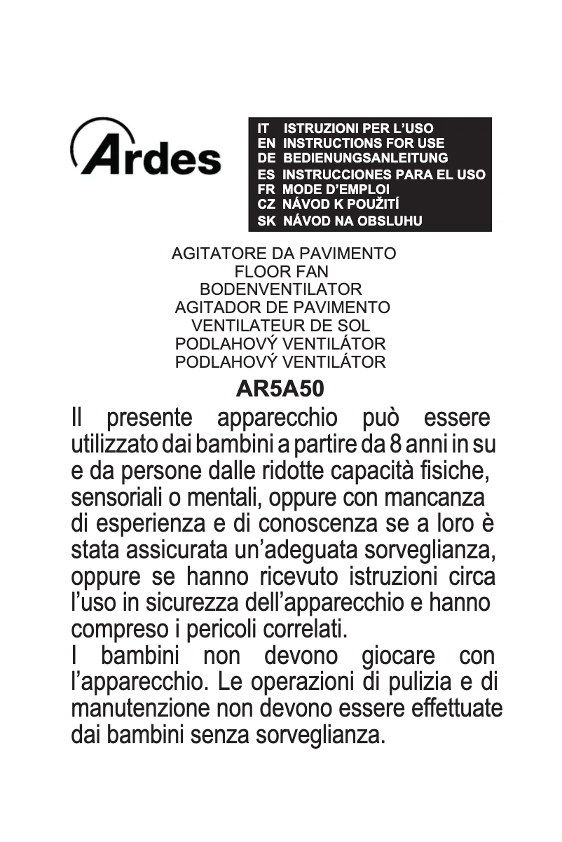 Page 1 de la notice Manuel utilisateur Ardes AR5A50