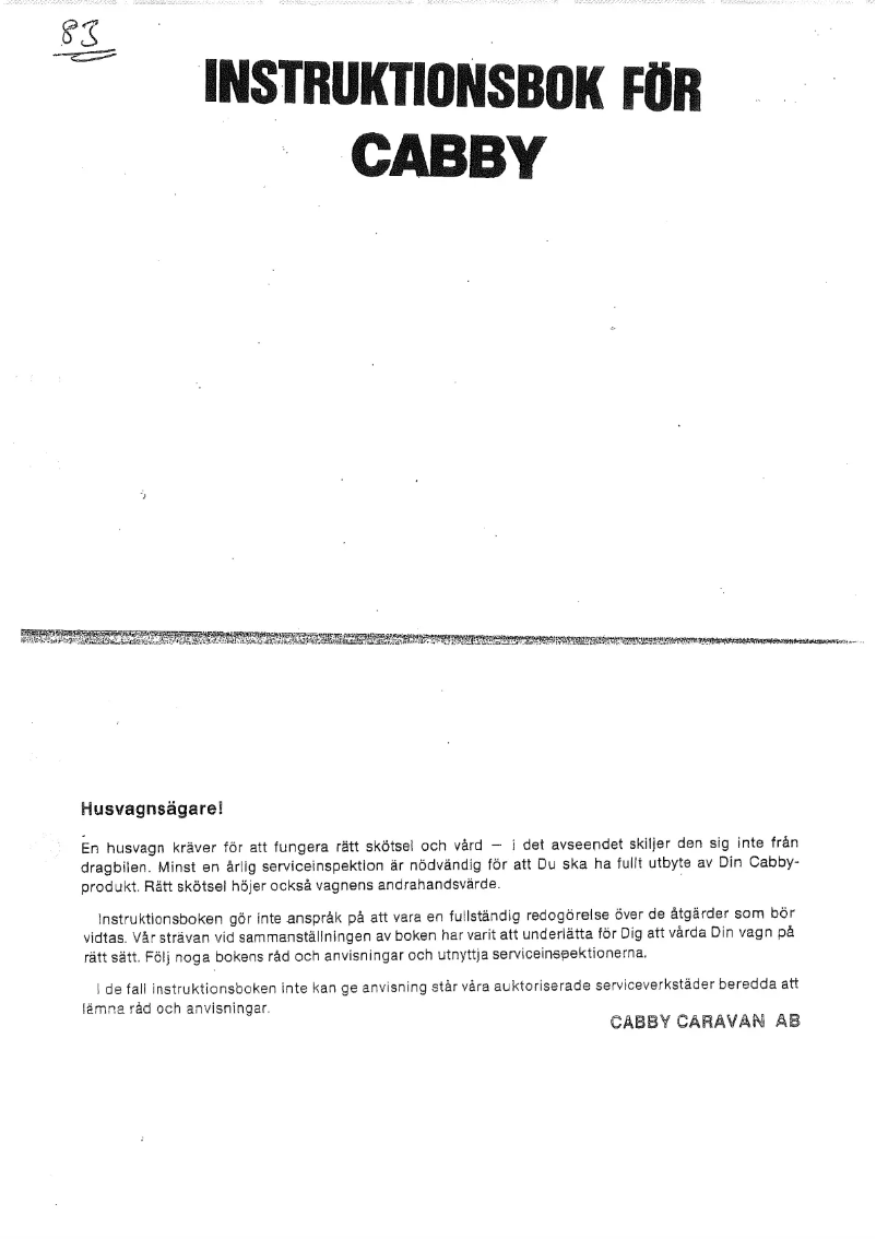 Page n°1 - Manuel utilisateur Cabby 1983