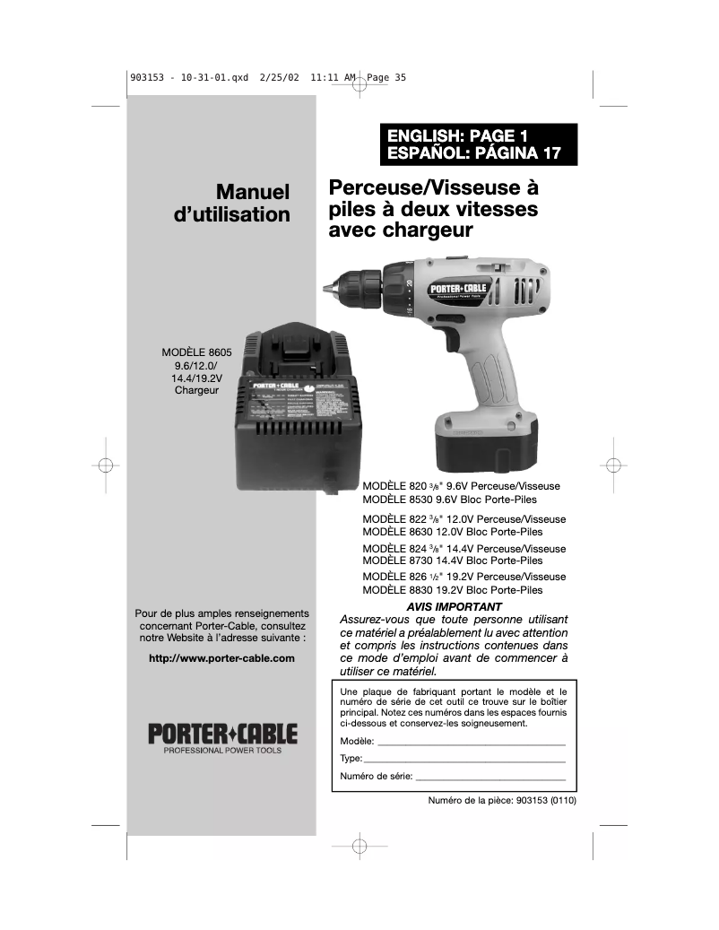 Image de la première page du manuel de l'appareil 8830