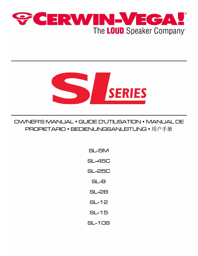 Página 1 del manual Manual de usuario Cerwin-Vega SL-8