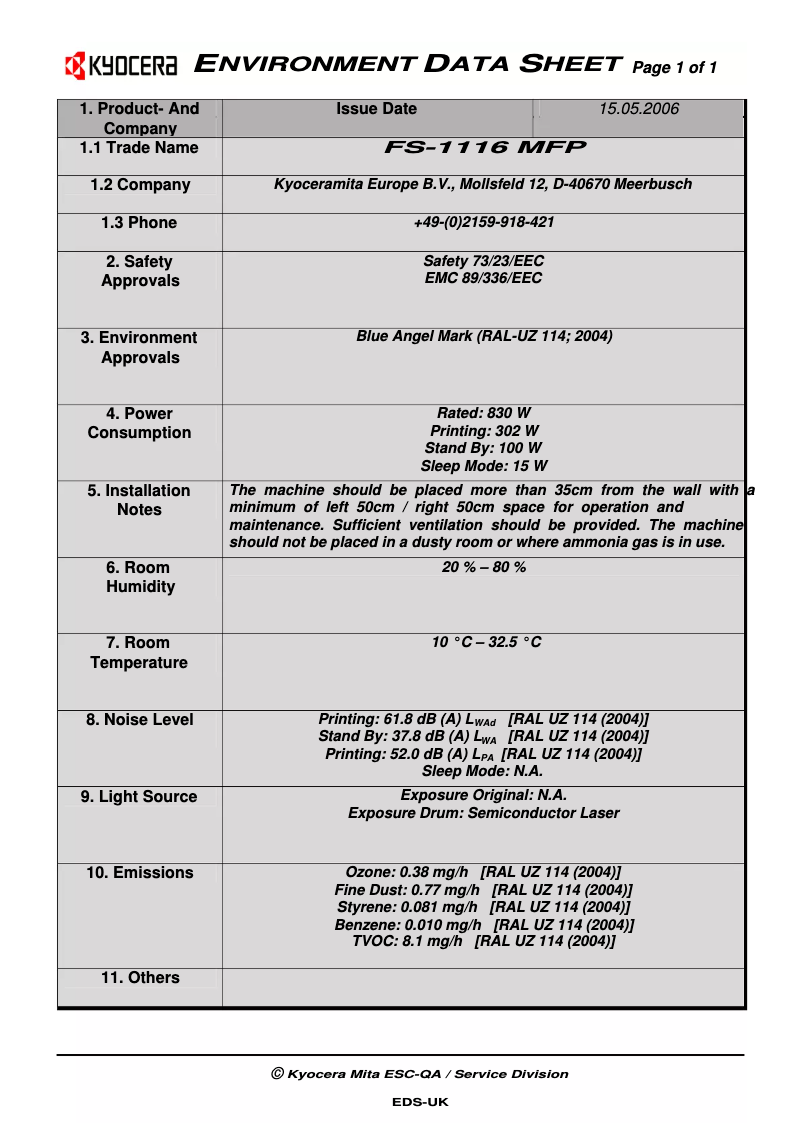 Image de la première page du manuel de l'appareil FS-1116MFP