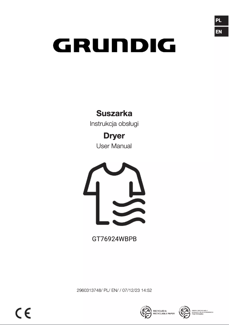 Page 1 de la notice Manuel utilisateur Grundig GT76924WBPB