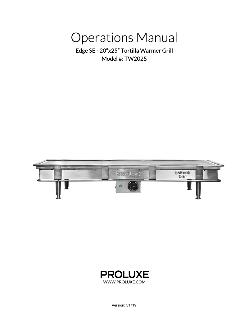 Page 1 de la notice Manuel utilisateur Proluxe Edge SE TW2025