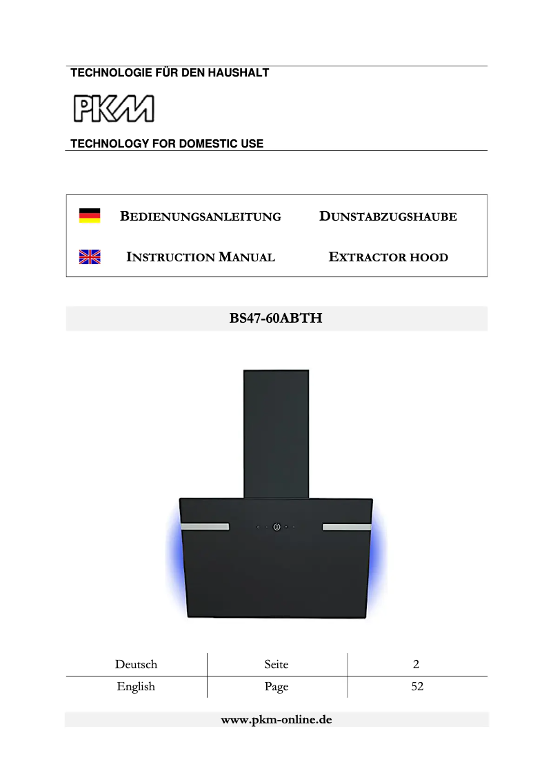 Image de la première page du manuel de l'appareil BS47-60ABTH