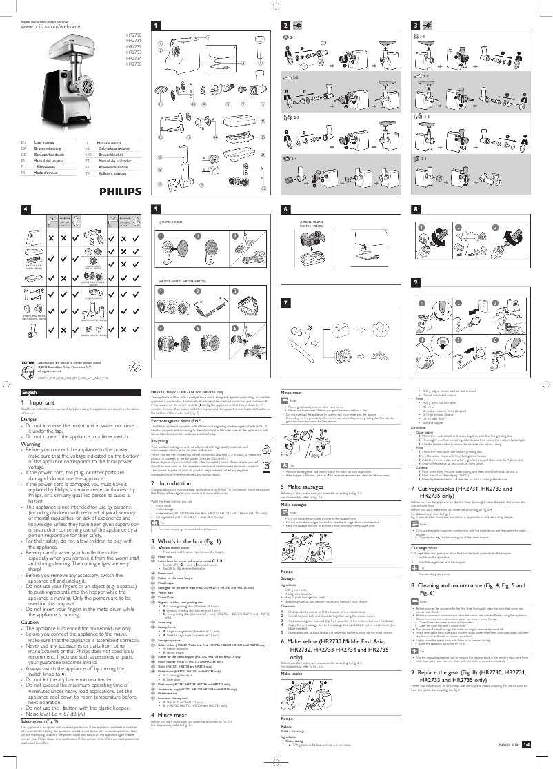 Image de la première page du manuel de l'appareil HR2734