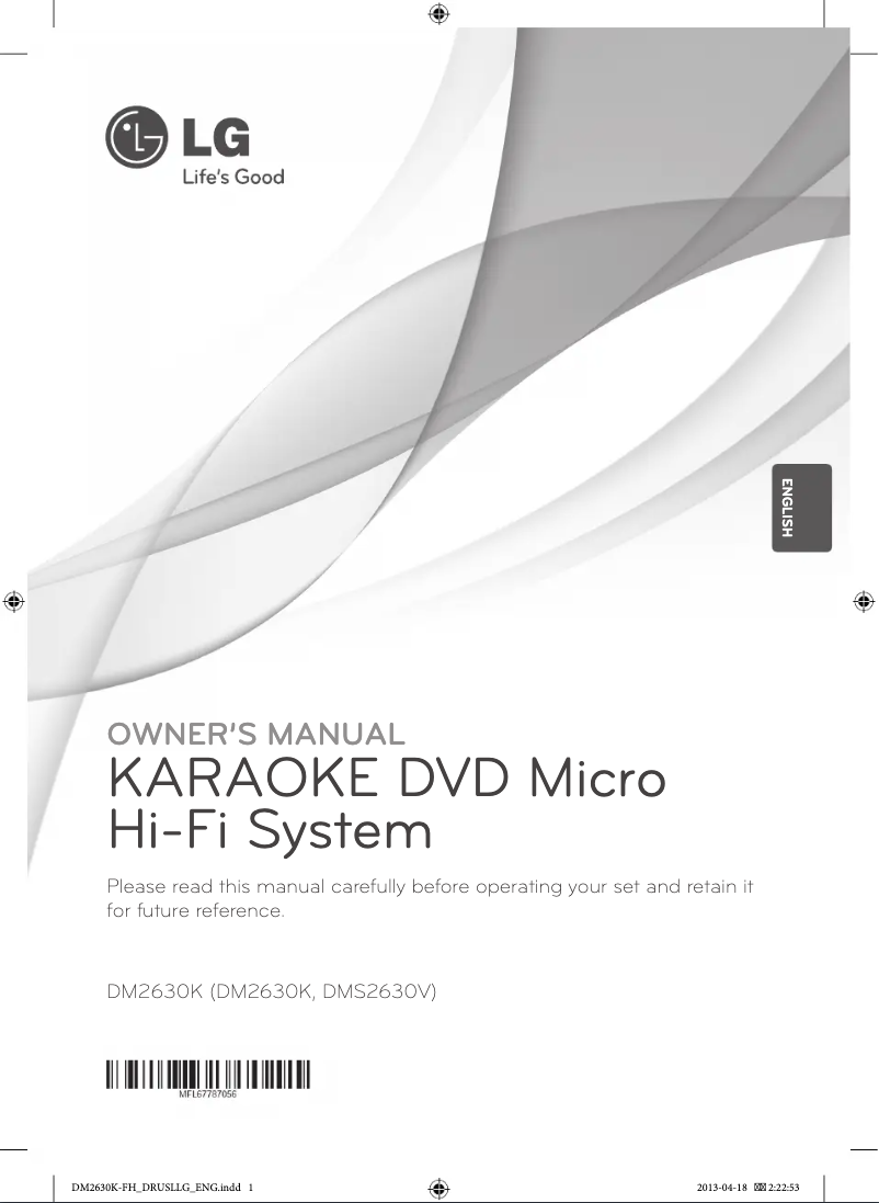 Page 1 de la notice Manuel utilisateur LG DM2630K