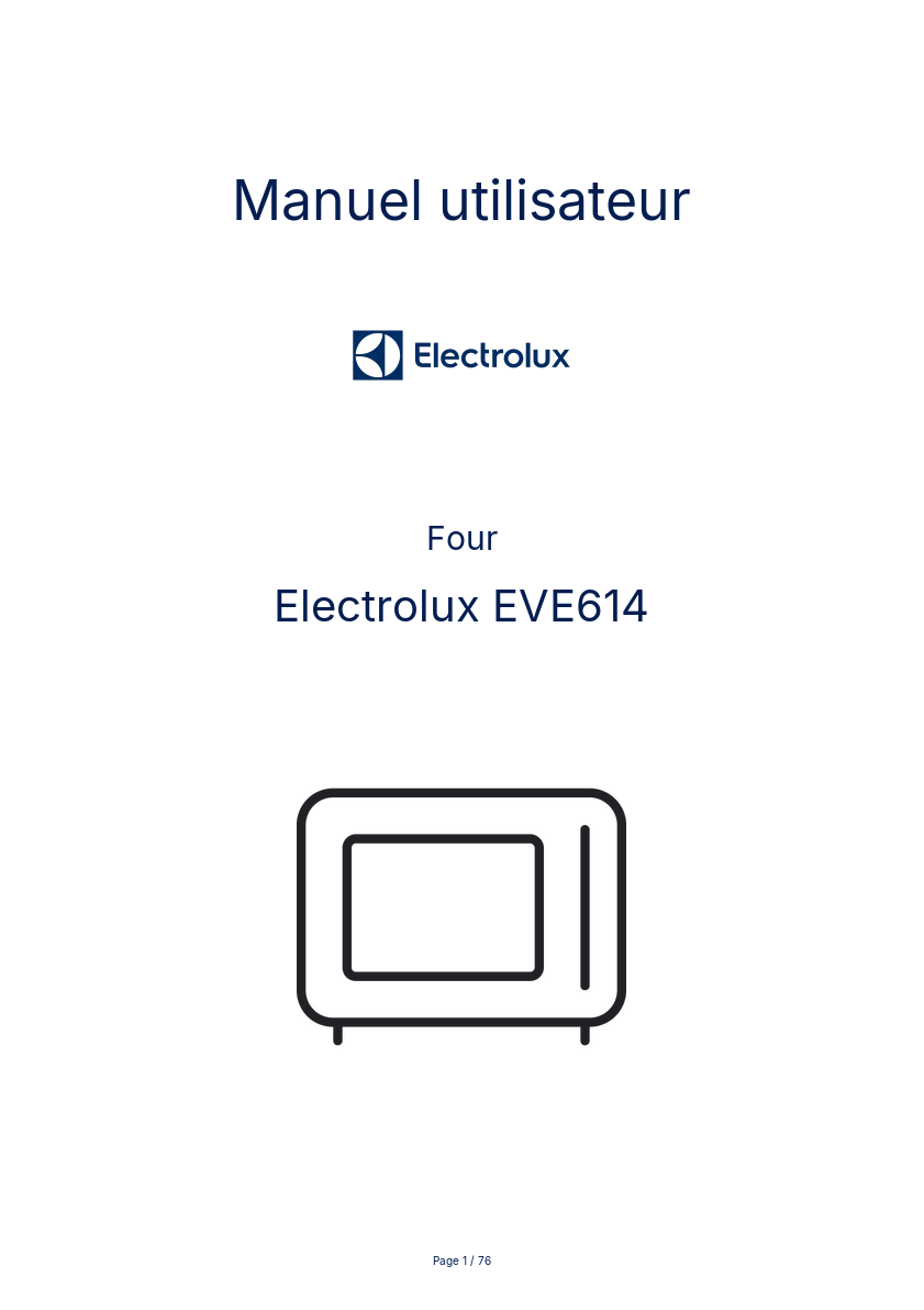 Page n°1 - Manuel utilisateur Electrolux EVE614