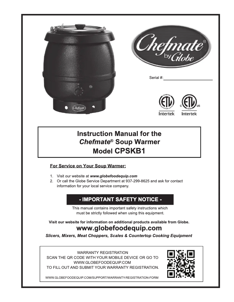 Page n°1 - Manuel utilisateur Globe CPSKB1