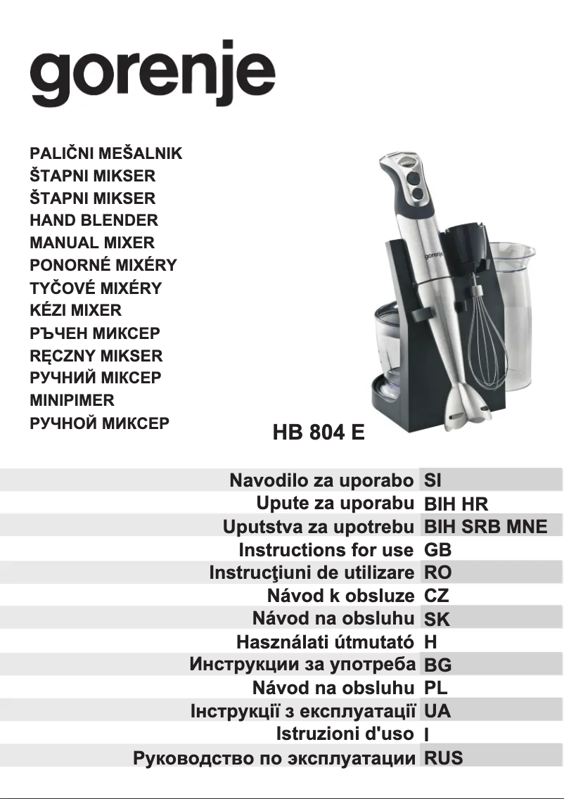 Page 1 de la notice Manuel utilisateur Gorenje HB804E