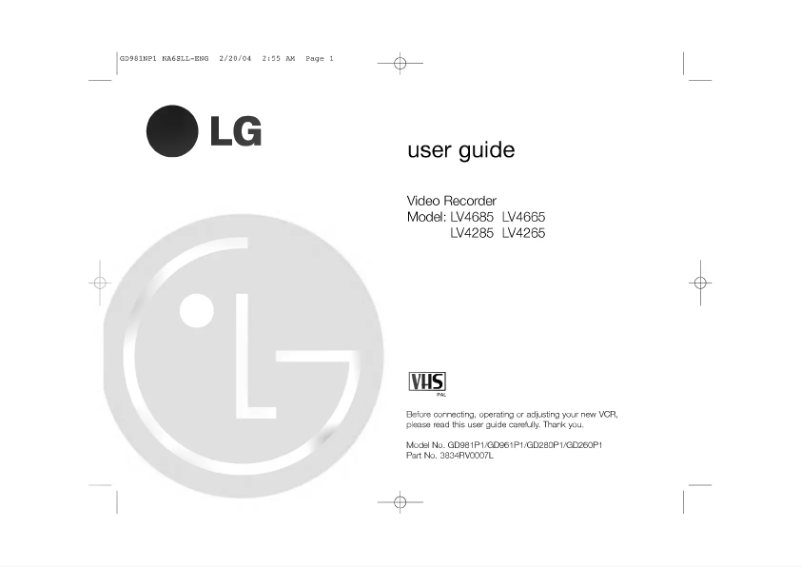 Page n°1 - Manuel utilisateur LG GD260P1