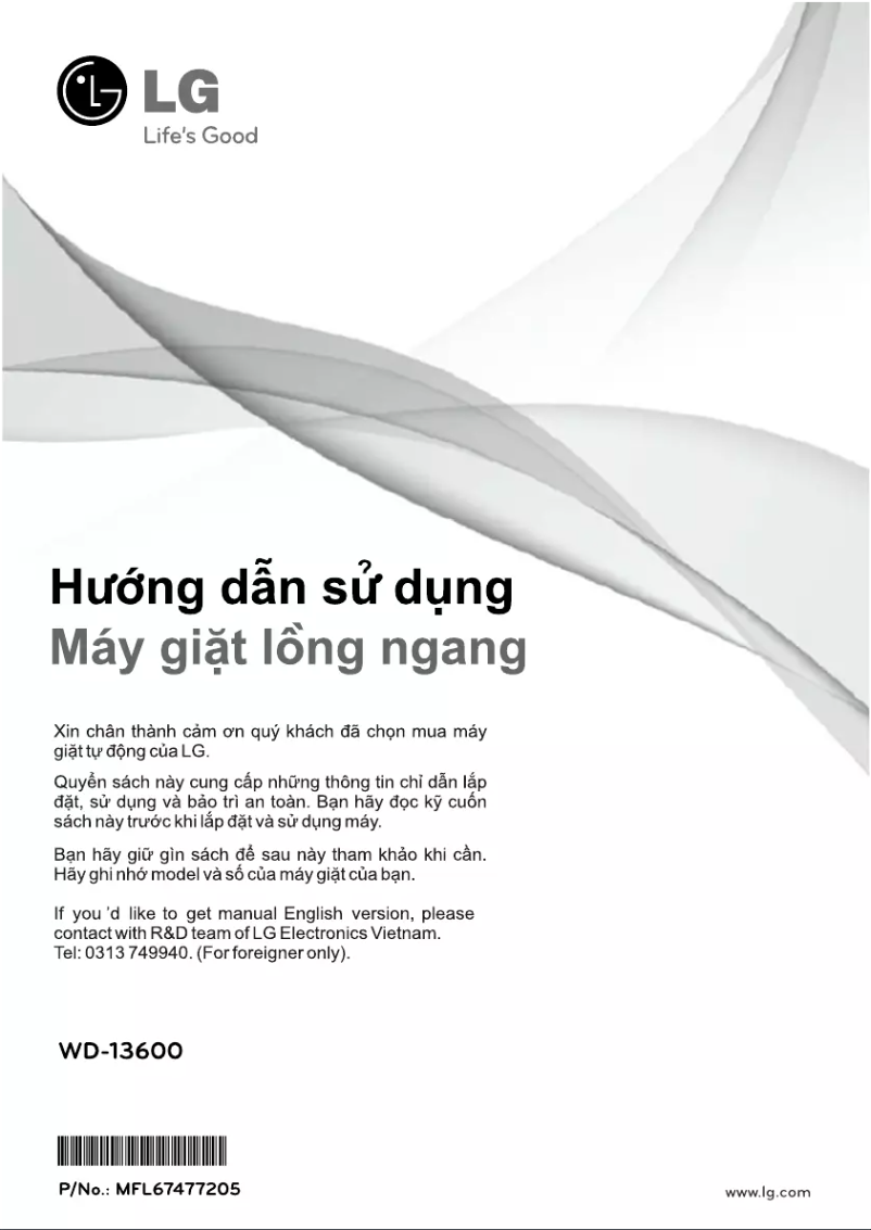 Page 1 de la notice Manuel utilisateur LG WD-13600