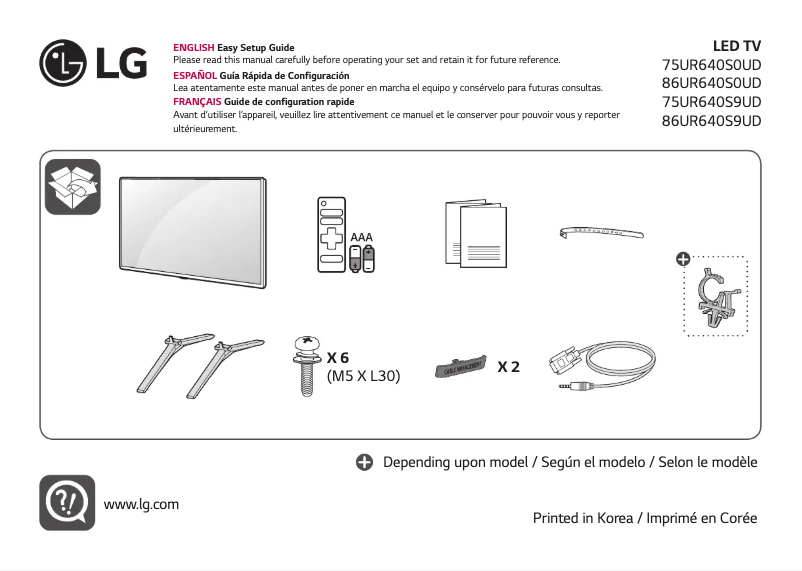 Page 1 de la notice Manuel utilisateur LG 75UR640S9UD