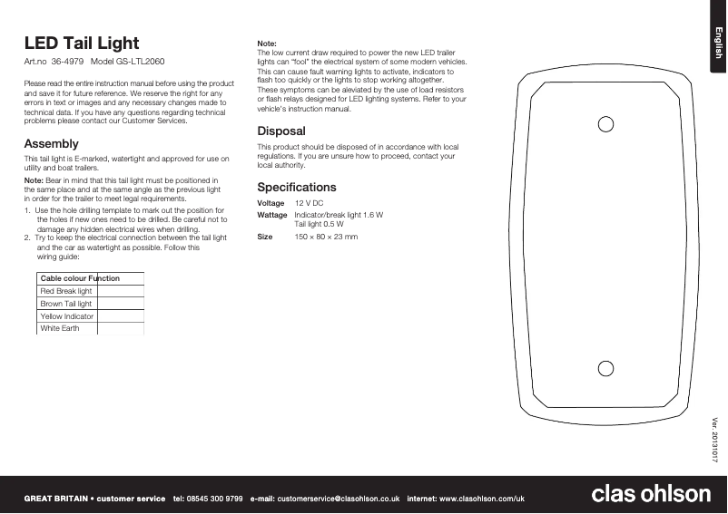 Image de la première page du manuel de l'appareil GS-LTL2060