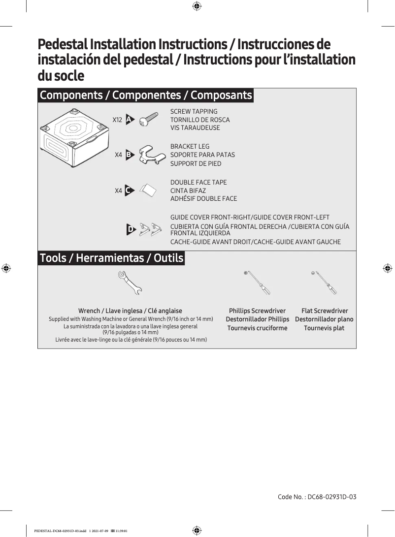 Page 1 de la notice Guide d'installation Samsung WE402NC