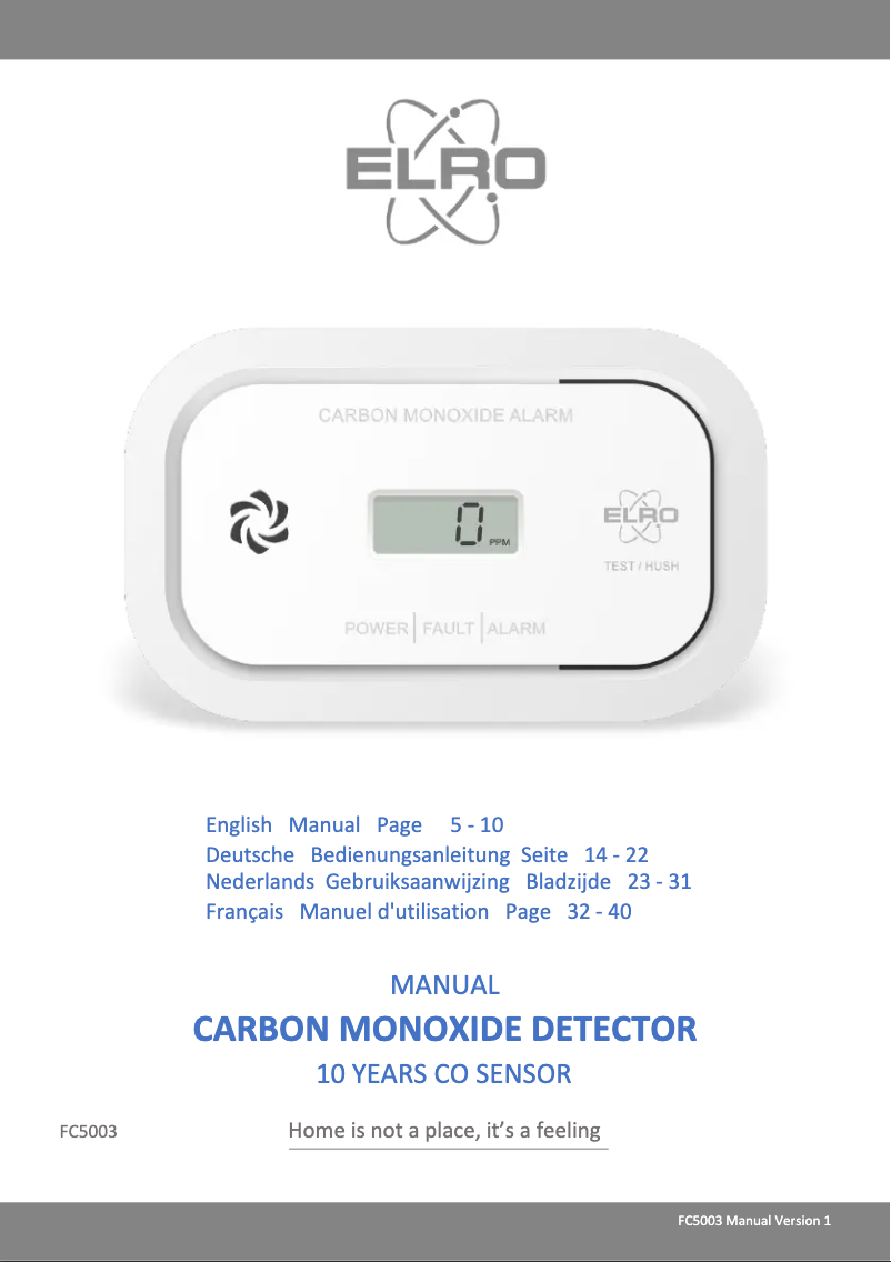 Page 1 de la notice Manuel utilisateur Elro FC5003