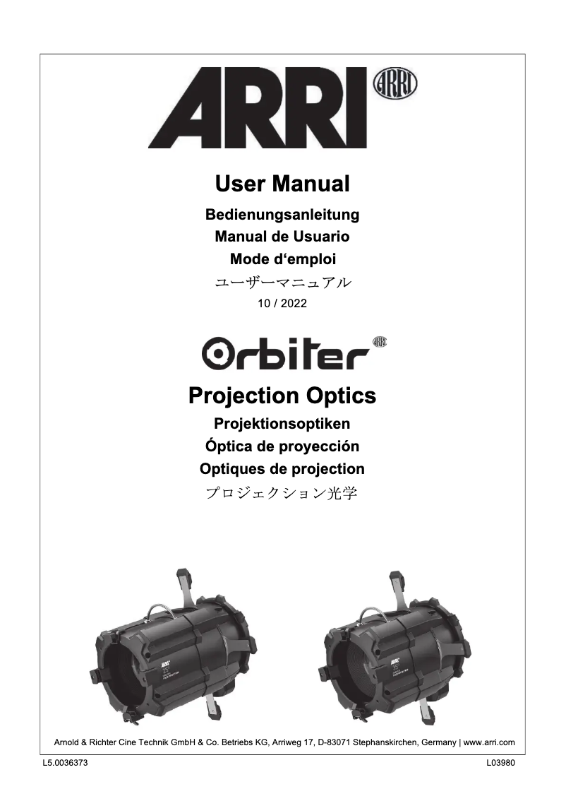 Página 1 del manual Manual de usuario ARRI Orbiter
