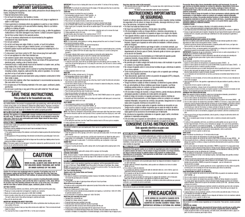 Page 1 de la notice Manuel utilisateur Black & Decker TO1745SSG