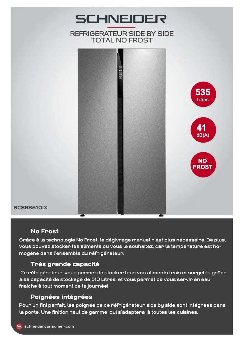 Page 1 de la notice Fiche technique Schneider SCSBS510IX