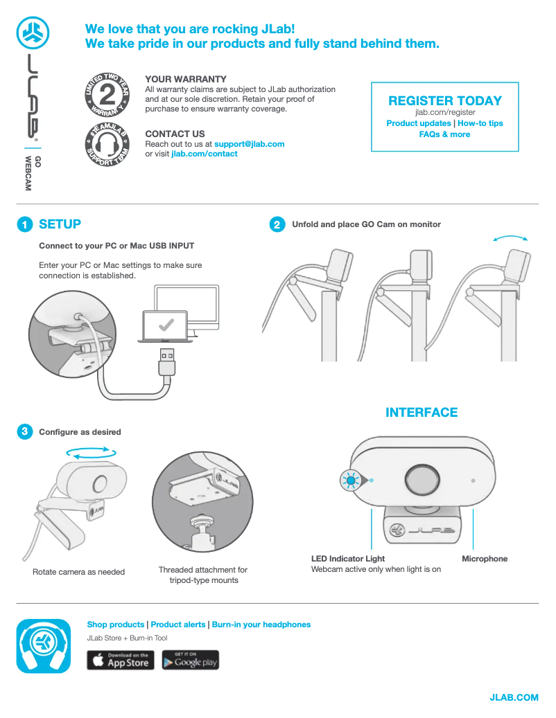 Page n°1 - Manuel utilisateur JLab GO Cam