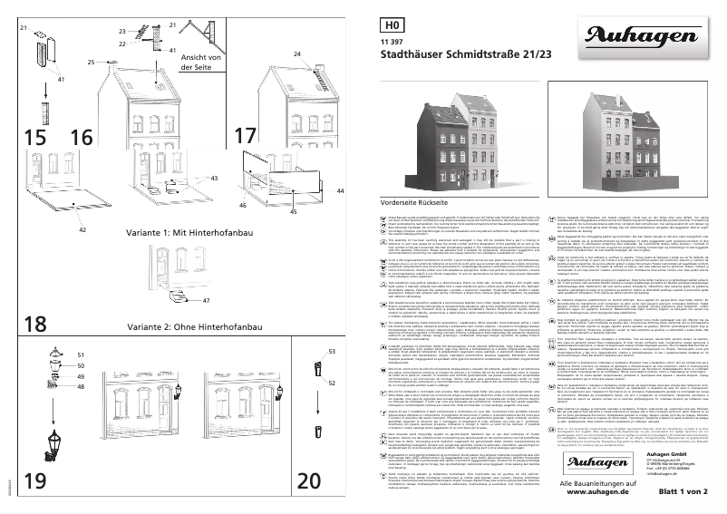 Page 1 de la notice Manuel utilisateur Auhagen 11397
