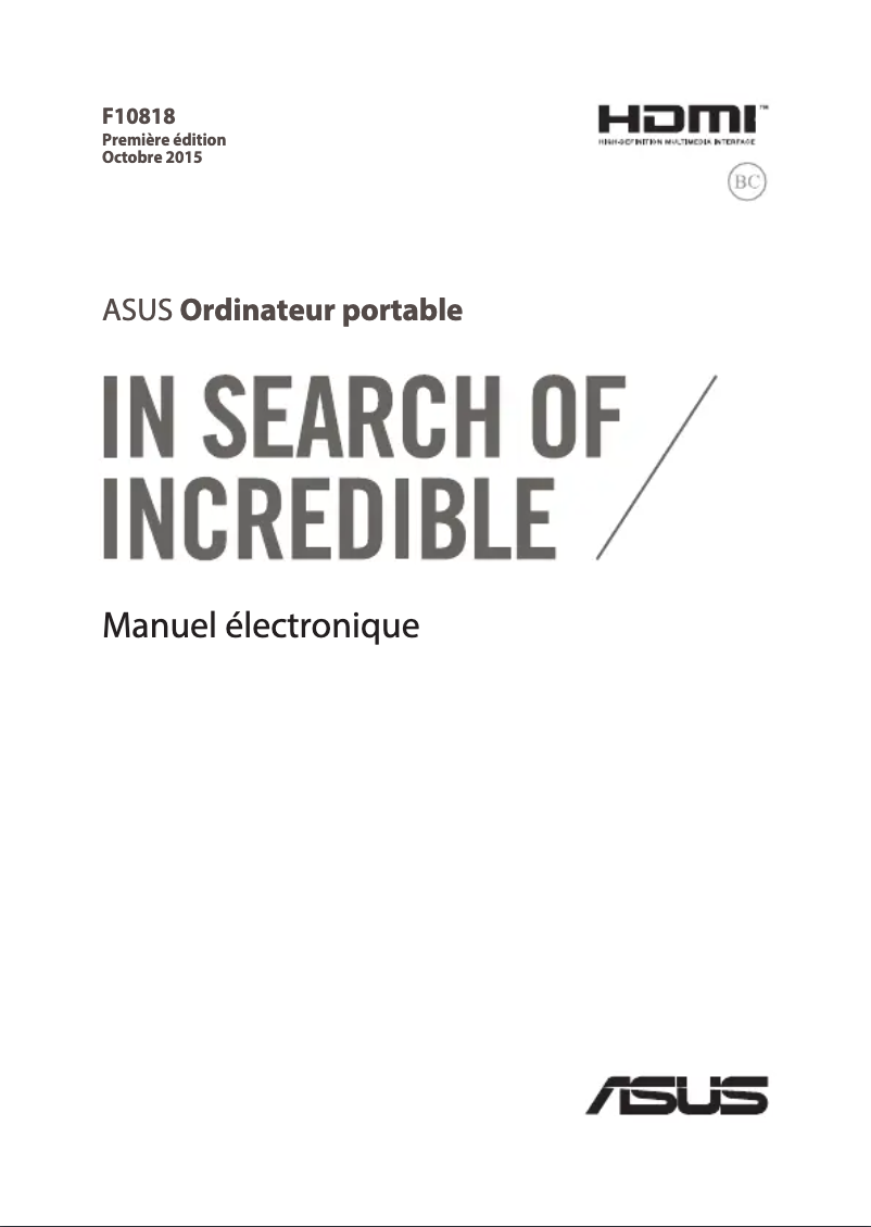 Page 1 de la notice Manuel utilisateur Asus ROG G551VW