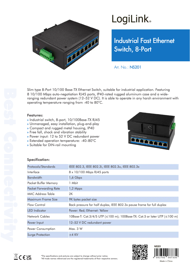 Page n°1 - Manuel utilisateur LogiLink NS201