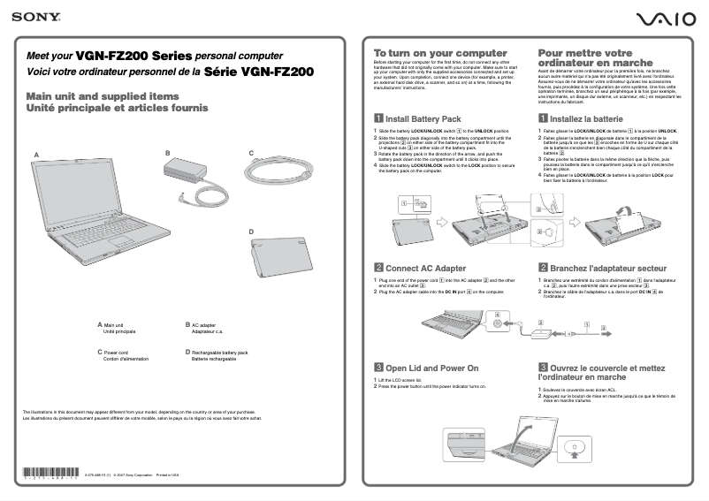 Page n°1 - Manuel utilisateur Sony Vaio VGN-FZ220U