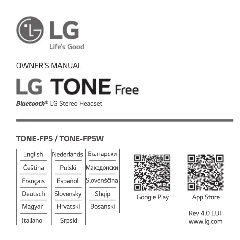 Page 1 de la notice Manuel utilisateur LG Tone Free FP5