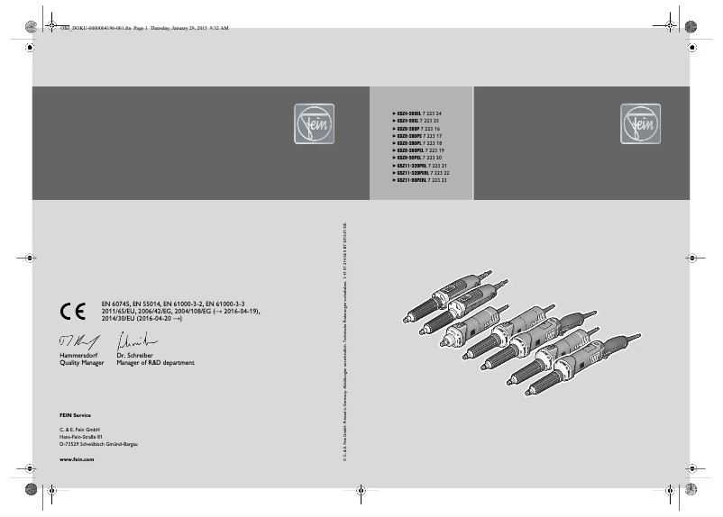 Page n°1 - Manuel utilisateur Fein GSZ 8-280 PE