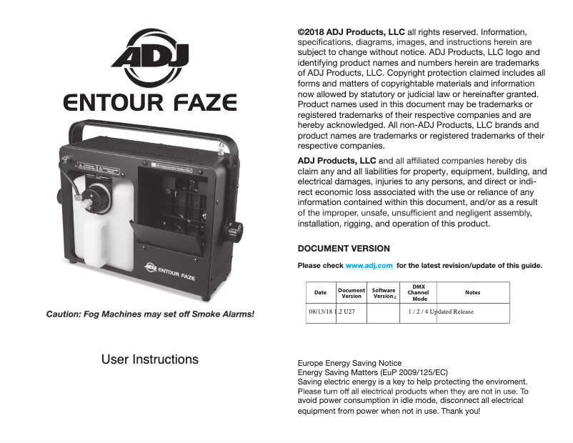 Page n°1 - Manuel utilisateur Adj Entour Faze