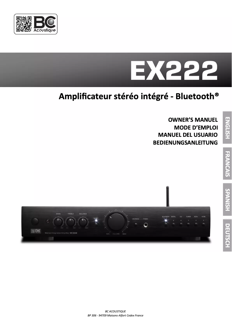 Page 1 de la notice Manuel utilisateur BC Acoustique EX-222
