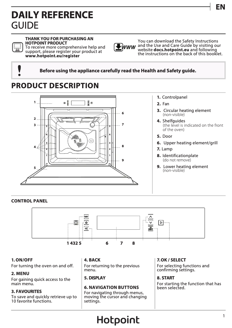 Page n°1 - Manuel utilisateur Hotpoint SI7 891 SP IX