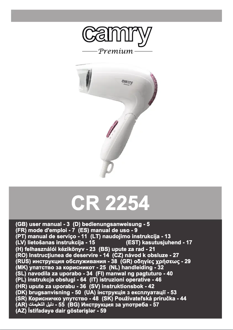 Image de la première page du manuel de l'appareil CR 2254