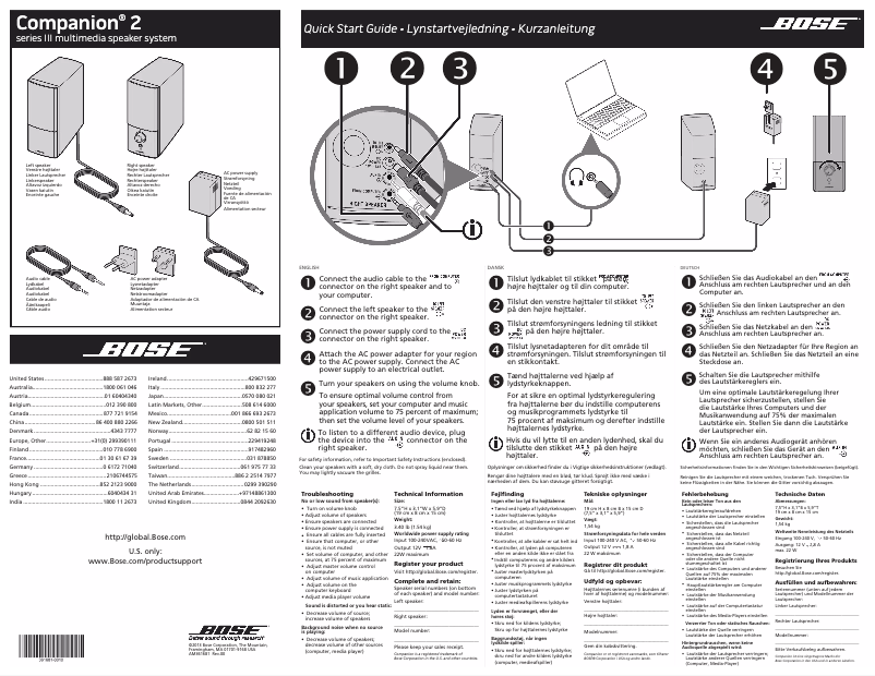 Page 1 de la notice Manuel utilisateur Bose Companion 2