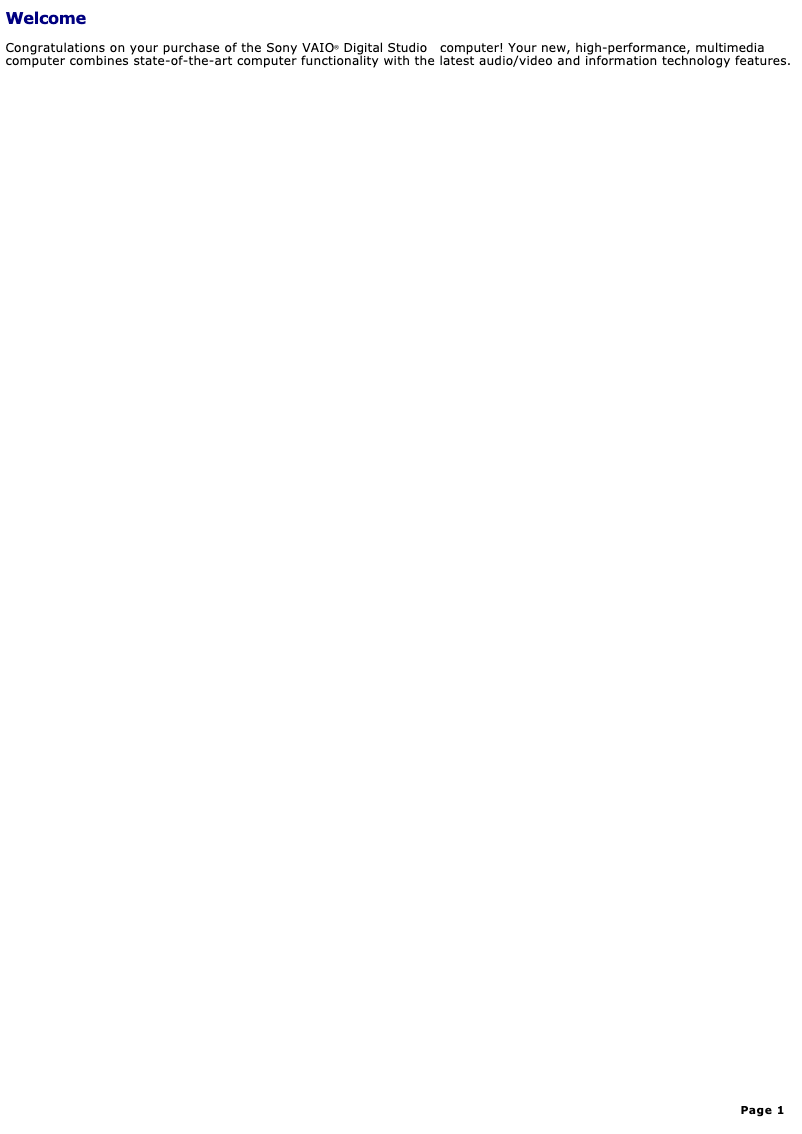 Página 1 del manual Manual de usuario Sony Vaio PCV-RX570