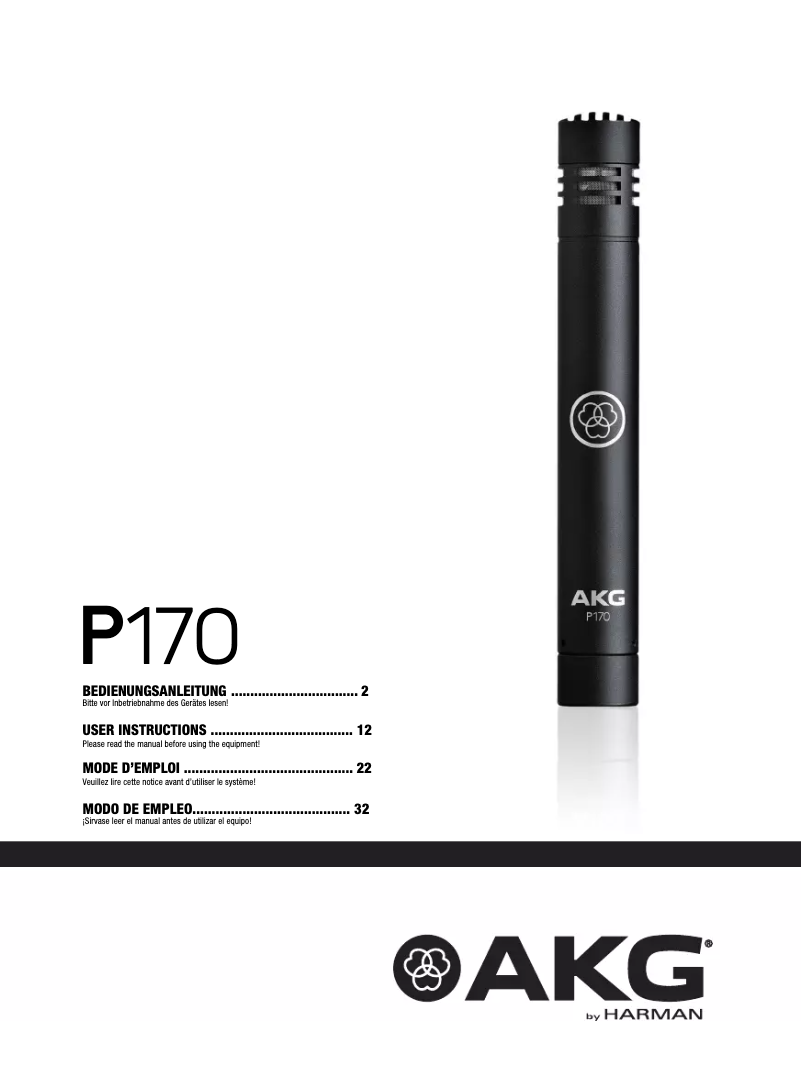 Page n°1 - Manuel utilisateur AKG Perception 170