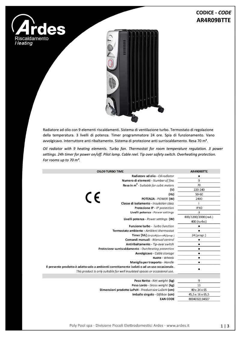 Image de la première page du manuel de l'appareil AR4R09BTTE