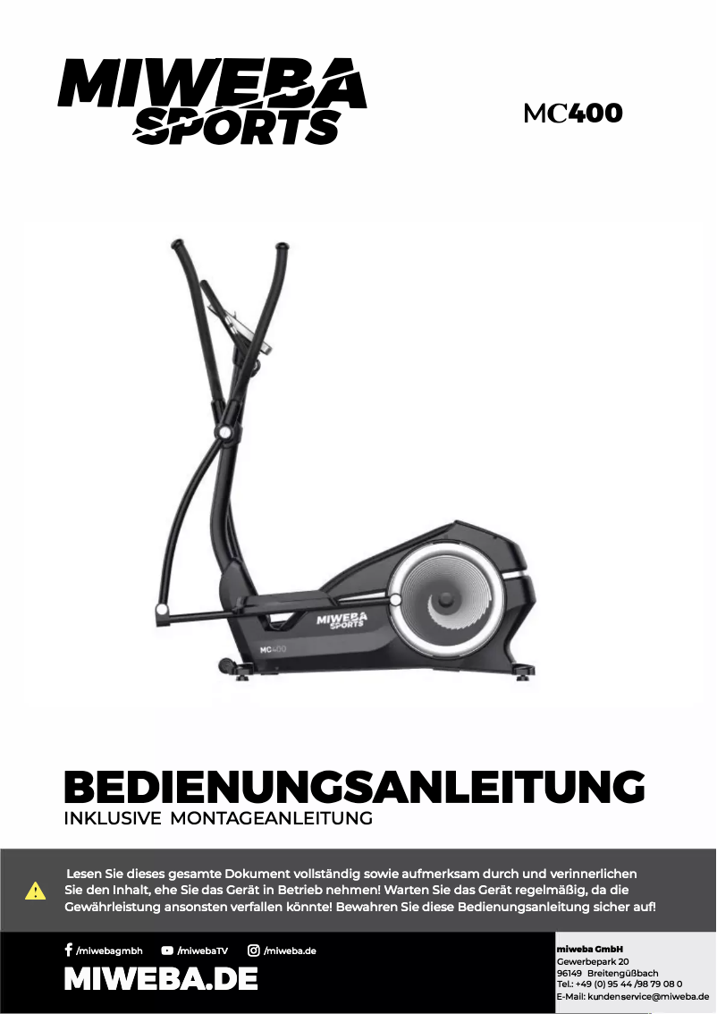 Page 1 de la notice Manuel utilisateur Miweba Sports MC400