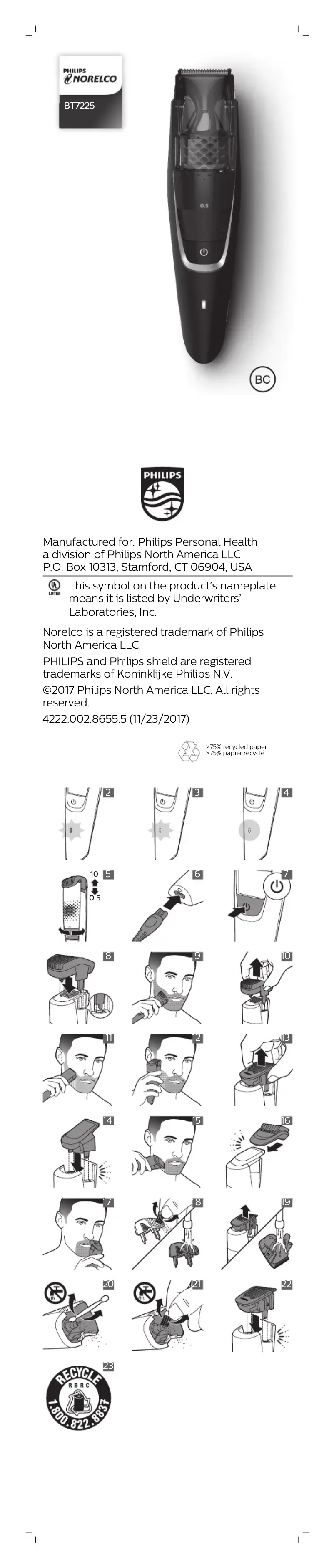 Page 1 de la notice Manuel utilisateur Philips Norelco BT7225