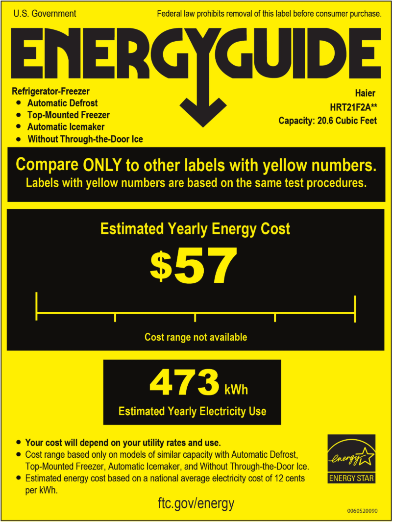 Page n°1 - Label énergétique Haier HRT21F2APE
