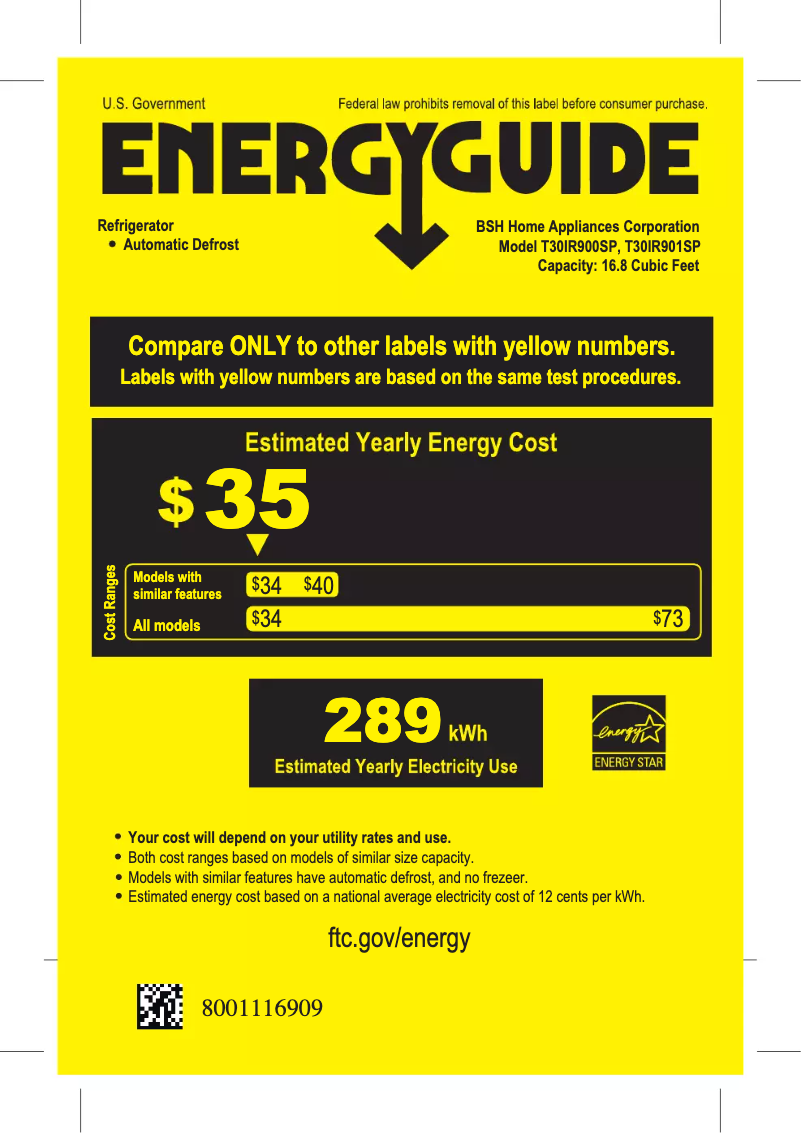 Page n°1 - Label énergétique Thermador T30IR901SP